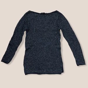 Gray tunic sweater with metallic threading